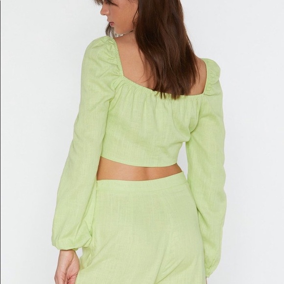 Nasty Gal Heads You Linen Tie Crop Top - Picture 6 of 9